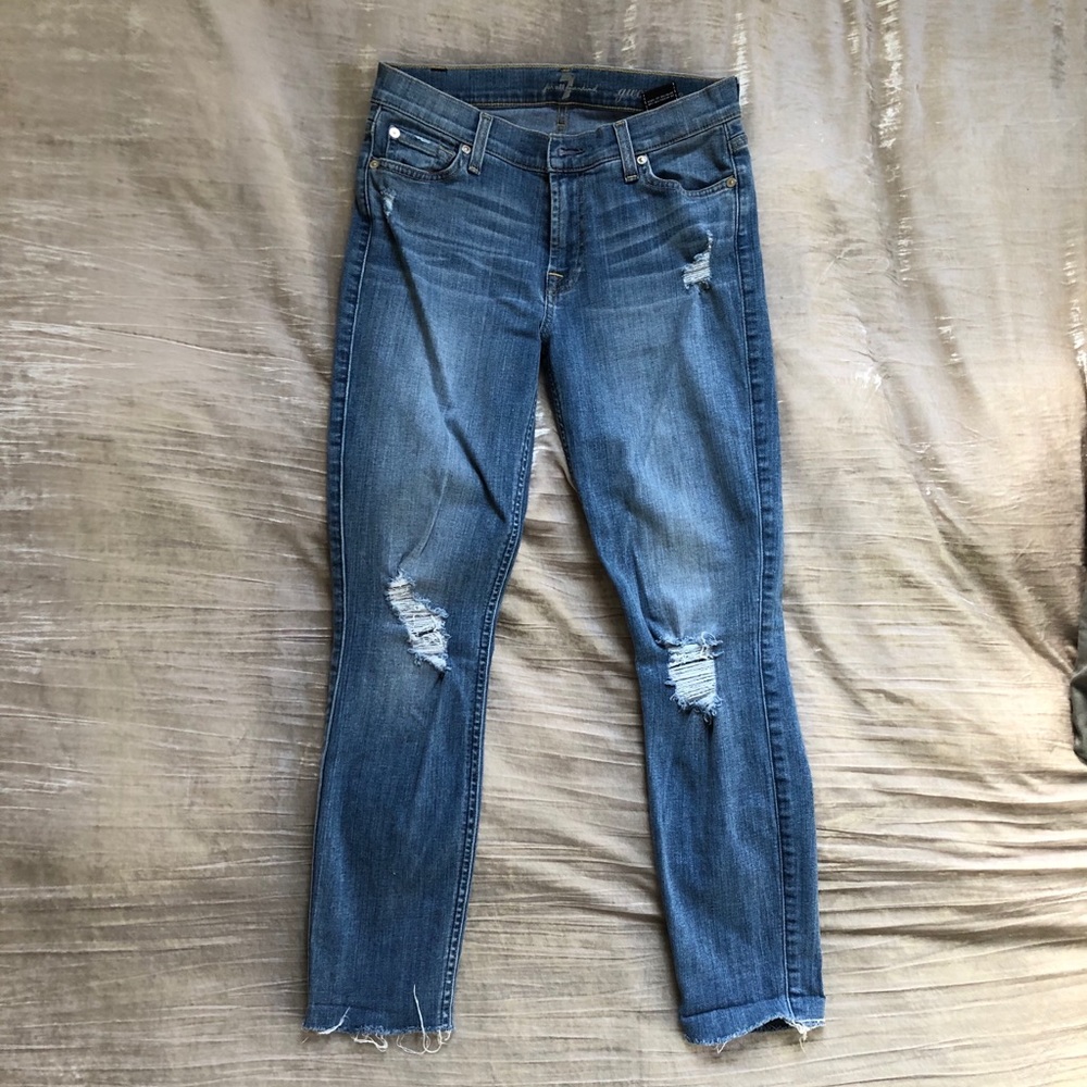 7 for all mankind gwenevere cut distressed denim.